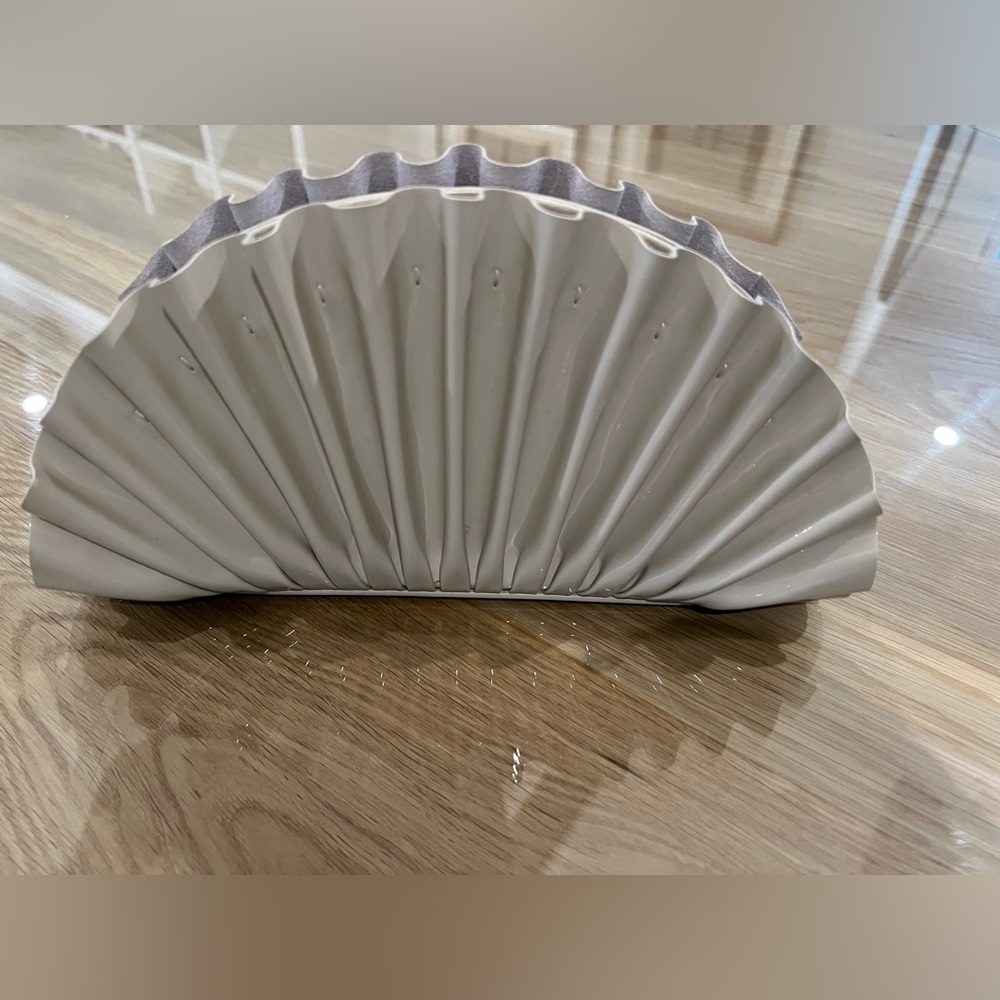 cult gaia gray scalloped fan clutch
